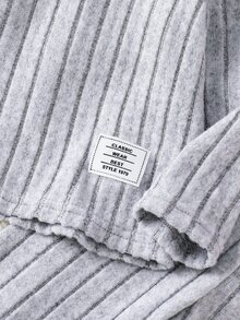 SHEIN Vintaside Kids 男嬰多件套秋冬長袖T恤套裝，純色針織圓領上衣 + 休閒長褲 2件套，簡約時尚百搭風格，適合嬰兒日常穿著、戶外旅行、度假、休閒室內、露營、野餐、幼兒園上學穿著 - 彩色 - 查看 8