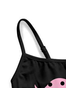 ROMWE Y2K Top de tirantes con estampado gráfico - Negro - Ver 3