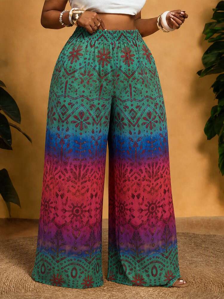 Veslaya 2026 Spring/Summer Plus Size Women's New Bold, Classy Feminine Style Tummy Control Fit Breathable Lightweight Casual Chic Pants Fall - Multicolor - View 1