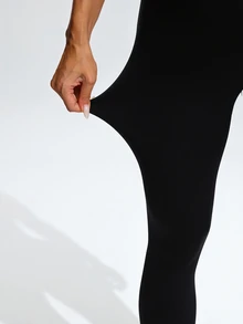 SHEIN Maternity Solid Color High Waist Daily Fitness Sports Leggings - Black - View 9