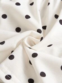 SHEIN 韓式女嬰波點收腰 A 字裙 夏季學院風拼色領 Polo 洋裝 - 黑與白 - 查看 11