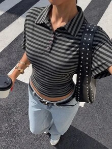 Muchica 女士T恤 - 深灰色 - 查看 5