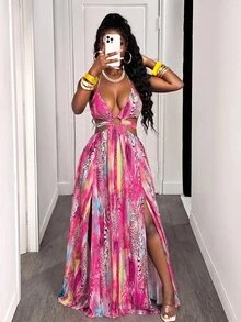 BamGleam 新款春夏女款百搭休闲豹纹连衣裙，适合音乐节、复活节、纳什维尔、波西米亚风、生日、毕业典礼、日常穿着、度假、邮轮旅行、海滩、日光浴 - 彩色 - 查看 7