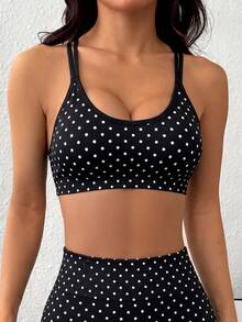 SHEIN Dewbera 女款無縫波點休閒日常運動內衣 - 黑色 - 查看 2