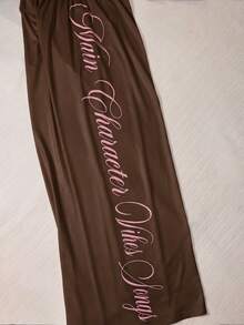 SHEIN 2pcs/Set Teen Short Sleeve Top & Long Pants Set, Pink Bow Ribbon, Suitable For Spring/Summer, Sports & Commuting - Brown - View 6