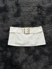 Attitoon 女款休閒超低腰迷你裙，復古 Y2K 風格，夏季服飾，休閒基礎款，音樂節穿搭，白色裙子 - 白色 - 查看 8