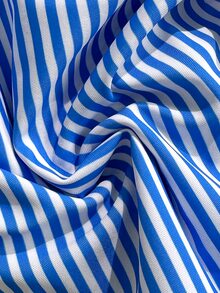 Swim Chiccia Women's Blue Striped Ruffles Sexy Tie-Up One-Piece Swimsuit, Beach Vacation Outfit For Summer - Blue - View 5