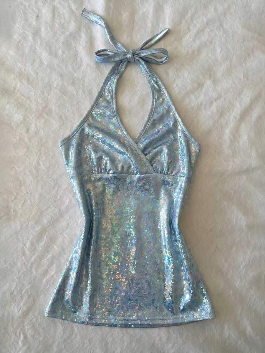 IslaSuriya Kamisol Wanita Model Halter Neck dengan Tali di Belakang, Warna Metalik - MultiWarna - View 1