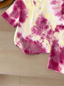 SHEIN Setelan 2 potong untuk anak perempuan, kasual minimalis, atasan lengan pendek dan celana pendek, cocok untuk musim panas. - Putih - View 3