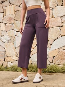 OutZeal Women Sports Pants Gym Workout Yoga Quick-Dry High Waist Straight Leg Solid Color Active Bottoms - Red Violet - View 7