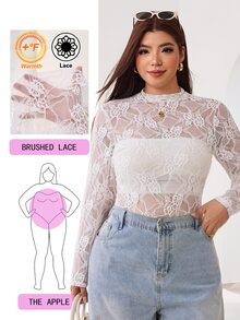 Solflare Camiseta de encaje con cuello alto sin top tubo - Blanco - Ver 1