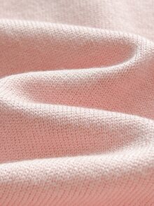 SHEIN Newborn Baby Girl Pink Knit Jumpsuit, Knitted Overalls, Soft And Comfortable For Autumn/Winter, Rabbit Pattern - Dusty Pink - View 7