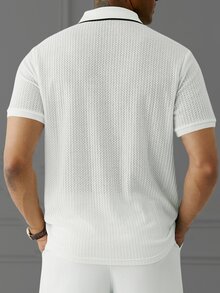 HUEFORM 男士夏季時尚休閒老錢風 Polo 衫 - 白色 - 查看 2