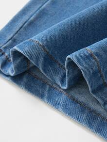 Teen Girls Versatile Loose Wide Leg Denim Jeans, Fashion Casual Style, Bud Waist Design, Light Wash Denim Blue, Suitable For All Seasons, Back To School, Daily Wear, Party, Casual, Multi-Scenario Wear Denim Long Pants - Medium Wash - View 7