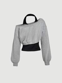 SHEIN MOD 女款 2 合 1 設計運動衫，胸前蝴蝶結圖案，休閒優雅可愛時尚現代都市風商務休閒辦公穿搭低調 - 彩色 - 查看 2