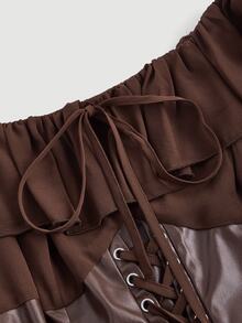 SHEIN MOD Plus Size Brown Court Style 2 In 1 Princess Dress - Brown - View 3