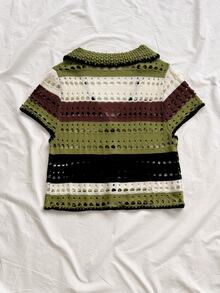 Soleia 女款度假海灘拼接飾邊刺繡針織上衣 - 彩色 - 查看 2