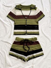 Soleia 女款度假海灘拼接飾邊刺繡針織上衣 - 彩色 - 查看 3