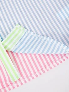 SHEIN 青少年女孩 3 件套條紋襯衫、白色背心、寬腿運動長褲，寬鬆針織極簡風，秋季返校穿搭，黑色條紋長褲 - 彩色 - 查看 8