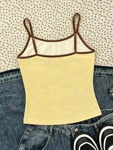 SHEIN Tween女孩休閒極簡細肩帶修身背心上衣，夏季上衣 - 彩色 - 查看 2