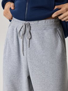 Vaulklash Men's Solid Color Drawstring Waist Pockets Wide Leg Loose Casual Sweatpants - Light Grey - View 8