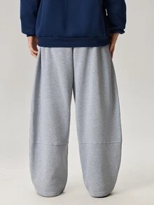 Vaulklash Men's Solid Color Drawstring Waist Pockets Wide Leg Loose Casual Sweatpants - Light Grey - View 3