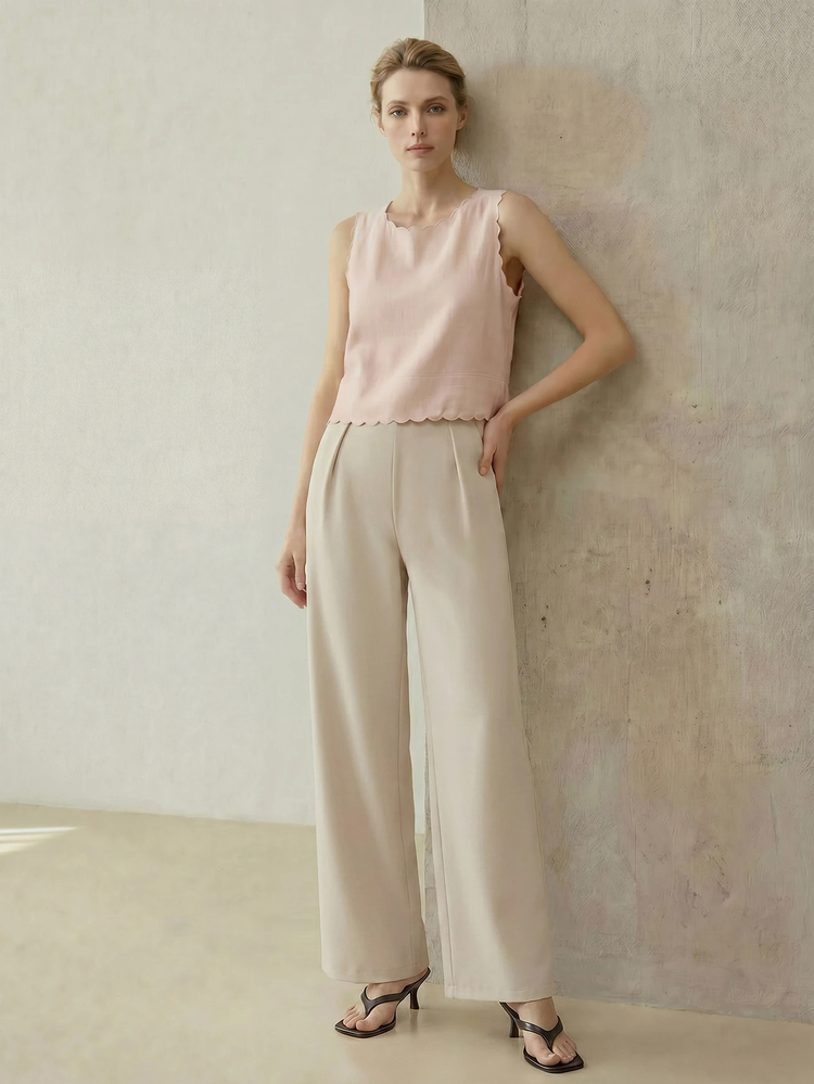 MOTF PREMIUM HIGH WAIST WIDE LEG PANTS - Apricot - View 3