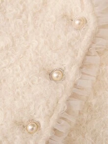 Baby Girl Autumn/Winter Casual Mesh Patchwork Jacket - Beige - View 4