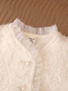 Baby Girl Autumn/Winter Casual Mesh Patchwork Jacket - Beige - View 3