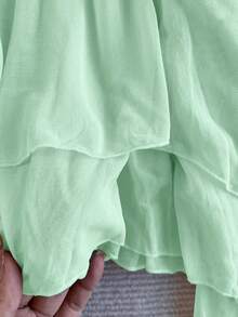 IslaSuriya Women's Asymmetric Hem Ribbon Trim Halter Neck Top - Green - View 3