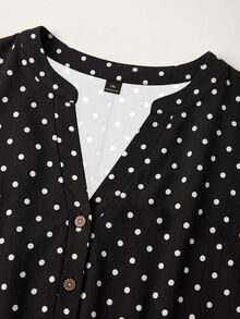 SHEIN Essnce 大尺碼女款夏季休閒 1960s 90s 度假風黑白圖案 V 領口袋腰帶洋裝 - 彩色 - 查看 6