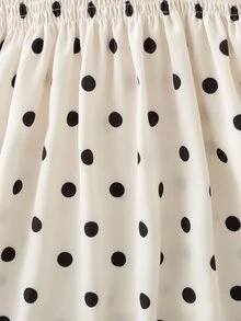 SHEIN Playful Pals 女嬰夏季度假拼接蝴蝶結肩帶刺繡下擺洋裝 生日白色與黑色波點可愛風 - 黑與白 - 查看 8