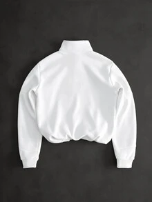 PAVTROS Men's Streetwear Half-Zip Pullover Sweatshirt, Patchwork Design, Small Embroidered Logo, Friends Gathering, Boyfriend/Husband Gift, Anniversary Gift, Men's Pullover Pullover Sweatshirt - White - View 3