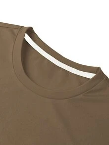 Manfinity Homme Men's Letter Print Round Neck Short Sleeve T-Shirt And Shorts Casual 2-Piece Set - Brown - View 3