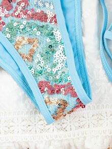Swim SXY Women's Vacation Beach Sequin Swimwear Top - Multicolor - View 4