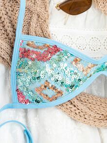 Swim SXY Women's Vacation Beach Sequin Swimwear Top - Multicolor - View 5