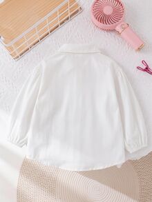 SHEIN Young Girl Young Girl Woven Solid Color Petal Sleeve Casual Shirt - Multicolor - View 4