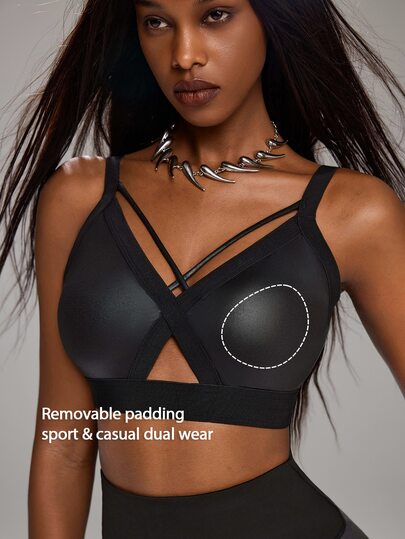 Innovista Innovista European And American Style Hollow Back Sports Bra, High Elasticity Black Binding Design Fitness Yoga Underwear Gym Workout Summer Sexy