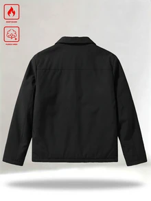 Manfinity Homme 男士加厚保暖內裡填充外套，附領子與拉鍊開合，防寒填充外套 - 黑色 - 查看 7