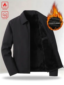 Manfinity Homme 男士加厚保暖內裡填充外套，附領子與拉鍊開合，防寒填充外套 - 黑色 - 查看 6