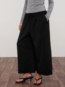 COUREZ 低腰寬鬆短款運動長褲 Y2K 風格 女款灰色休閒秋季 Rave 舞廳舒適長褲 - 黑色 - 查看 6