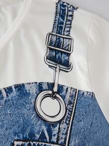 EMERY ROSE Kaos Lengan Pendek Kasual Fashion Ukuran Besar dengan Motif Patchwork - MultiWarna - View 3