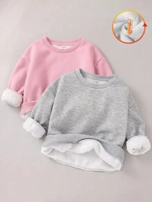 Maija Kids Maija Kids Young Girl 2件組冬季休閒毛絨領寬鬆長袖運動衫，舒適百搭秋季款 - 彩色 - 查看 4