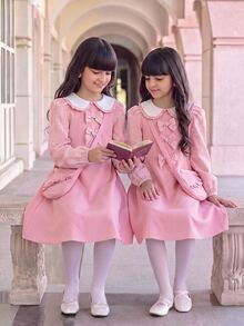 SHEIN Young Girl Shirt Collar Long Sleeve Pink Patchwork Plaid Ruffle A-Line Dress With Bag Back To School Young GirlS Fall/Winter Outfits - Pink - View 1