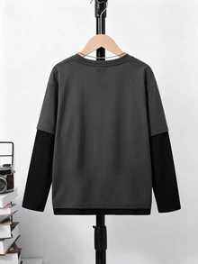 SHEIN 青少年男孩休閒百搭日常穿著T恤 - 彩色 - 查看 2