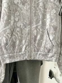 SHEIN Tween Girls Casual Solid Color Bow Decoration Hooded Zip-Up Cardigan Jacket, Back To School Fall - Grey - View 5