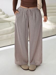 Solflare Plus Size Spring/Summer New Plaid Long Pants For Outings, Casual Daily Wear, Commuting, Music Festivals And Beach Vacations - Multicolor - View 6