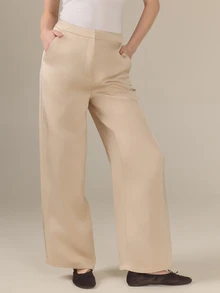 KÆRIA Hus Pantalones largos de unicolor versátiles y de moda para ir al trabajo - Champán - Ver 3