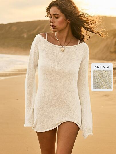Aralina Resort Lightweight Semi Sheer Vacation Knit Beach Dress