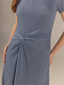 KÆRIA Hus Twist Waist Maxi Dress - Dimensional Jersey - Steel Blue Marle - Lined, Holiday, Modern, Comfortable - Mint Blue - View 5